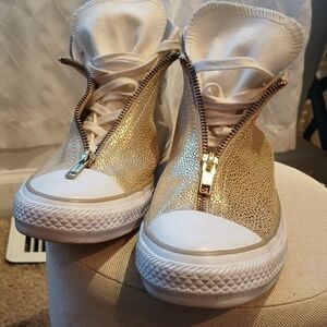 Converse Gold Metallic Zip-Up Women's Sneakers